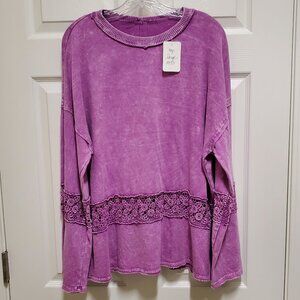 Long Sleeved Plum Sweatshirt w/crocheting